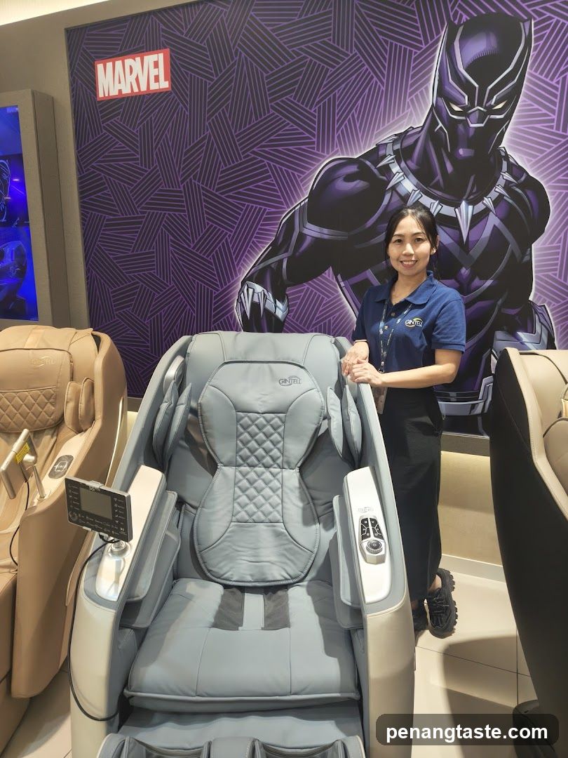 Black Panther themed massage chair display