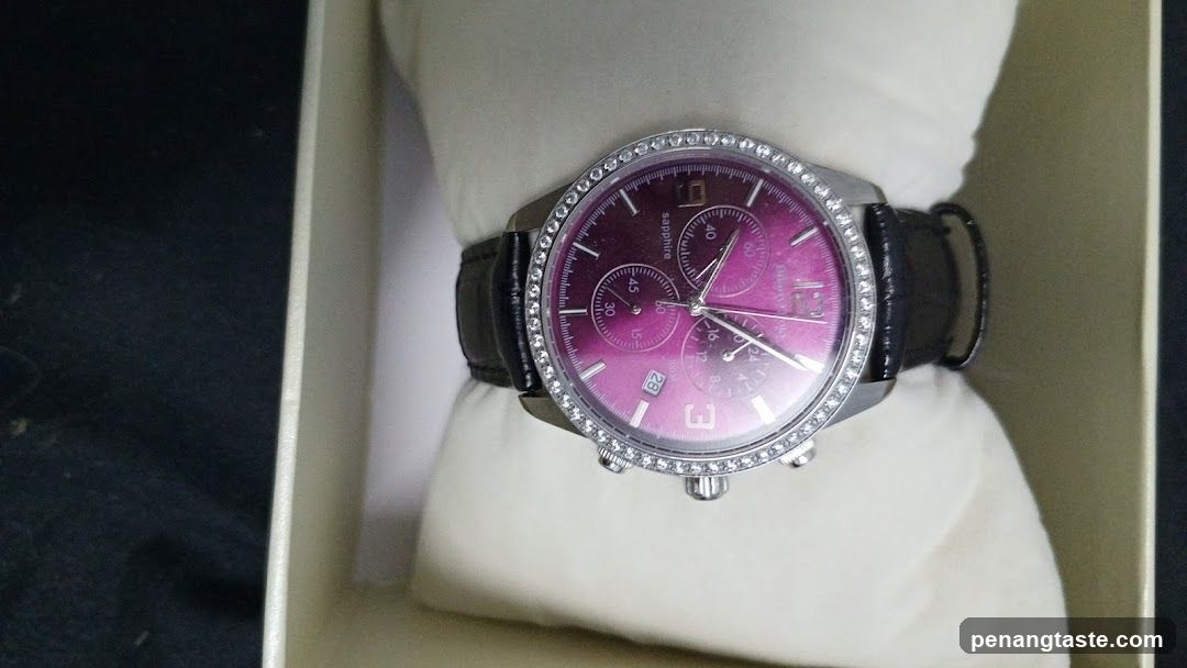 Pink Chronograph Watch on Display