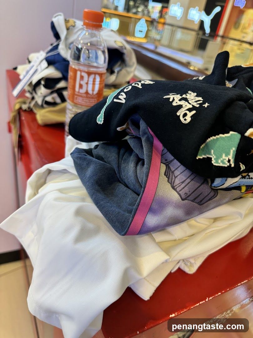 Clothes and Water Bottle on Red Counter