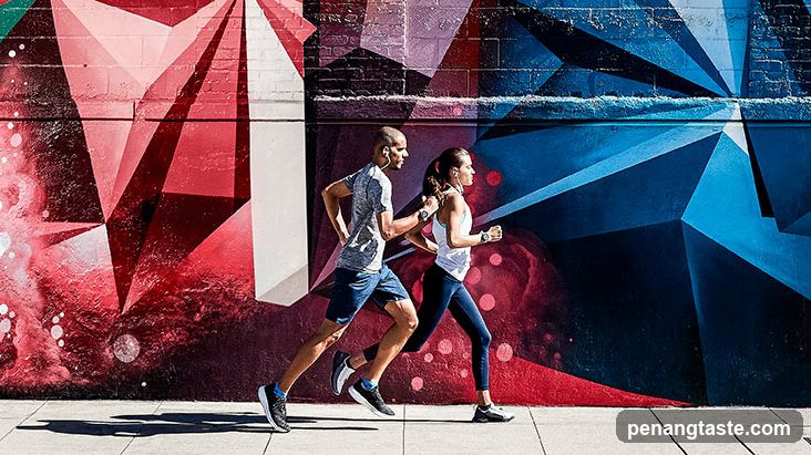 Runners in Front of Mural