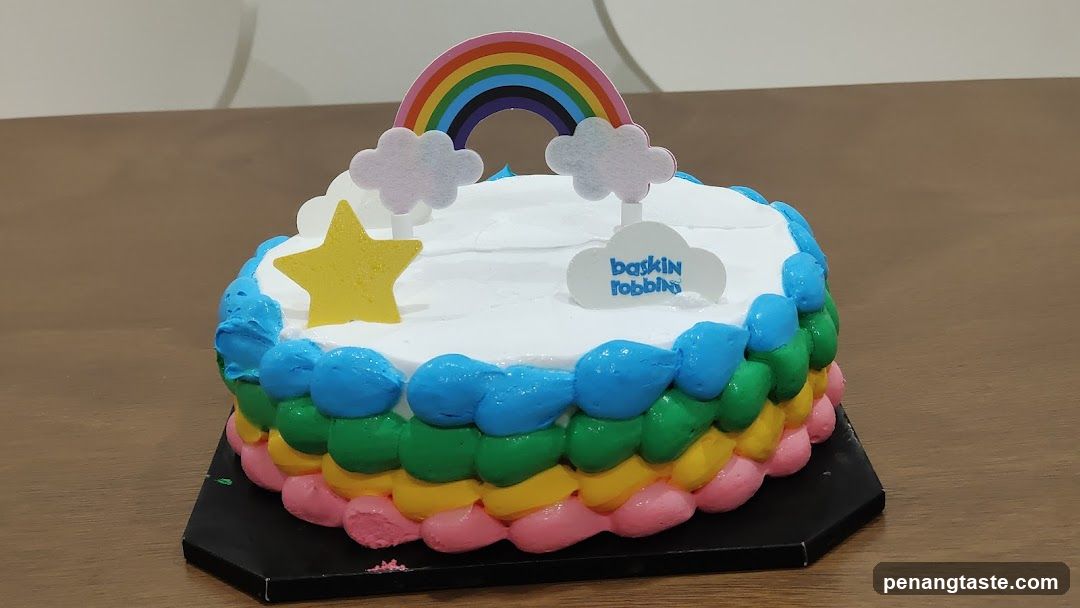 Rainbow Cake with Clouds and Star
