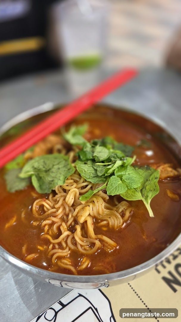 Noodle Bowl with Mint Garnish