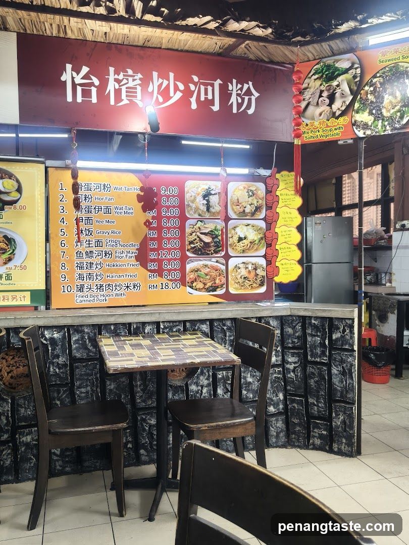 Food Stall Interior with Menu Board