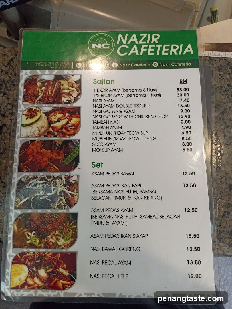 Nazir Cafeteria Menu