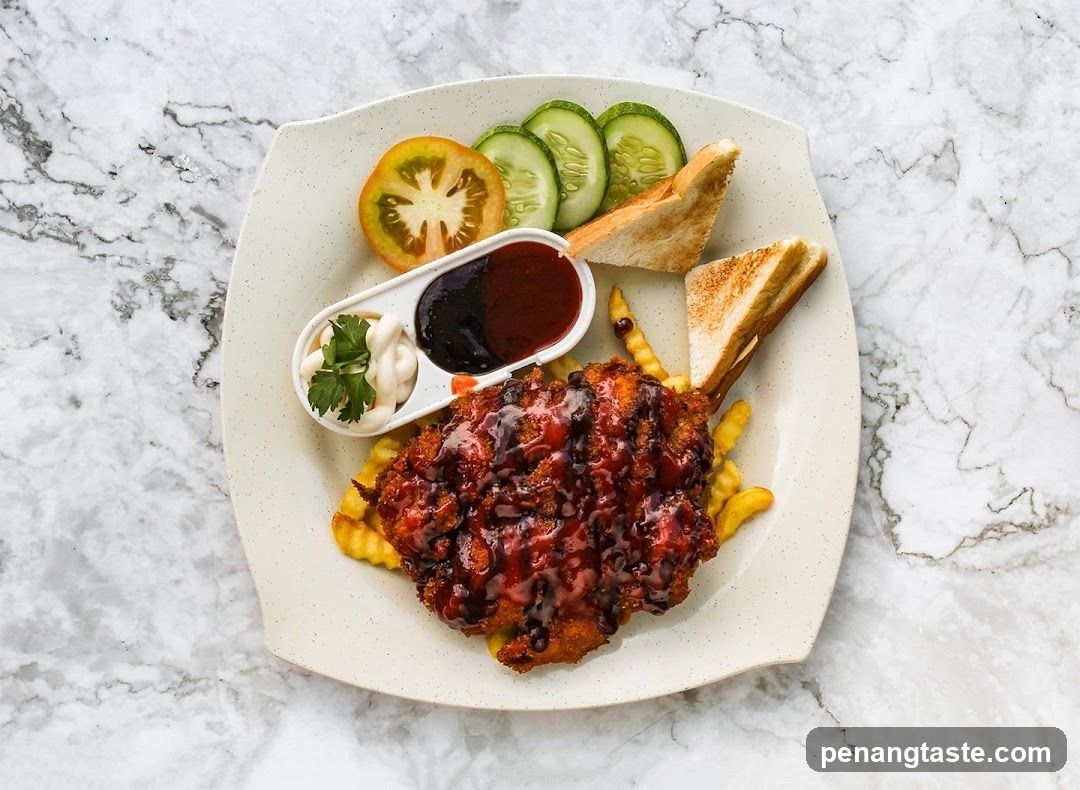 Braised Pork Cutlet with Fries and Toast