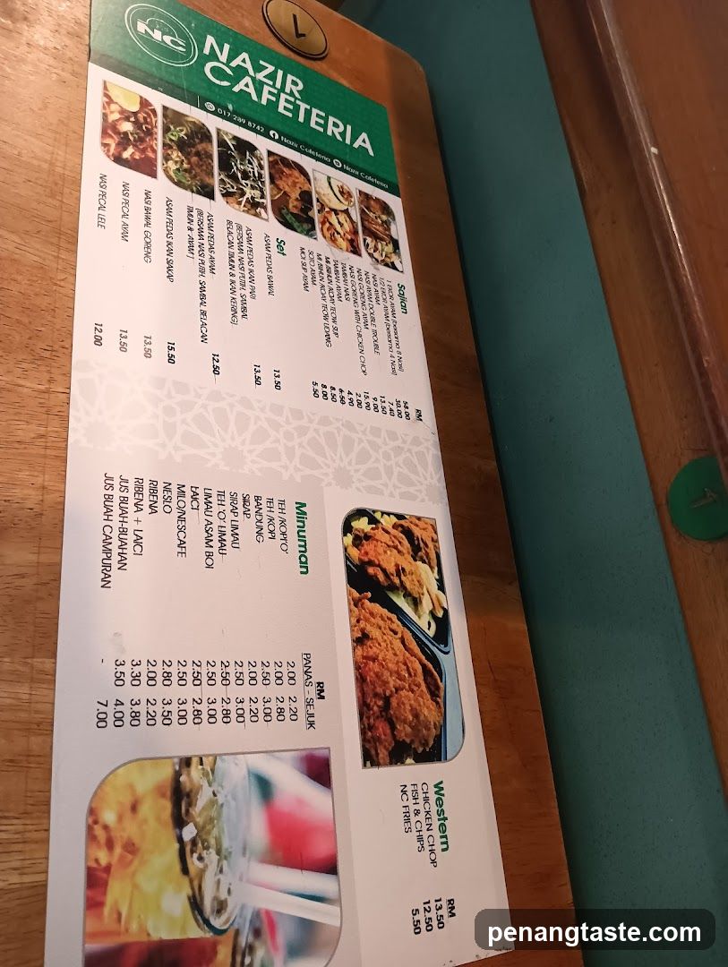 Nazir Cafeteria Menu