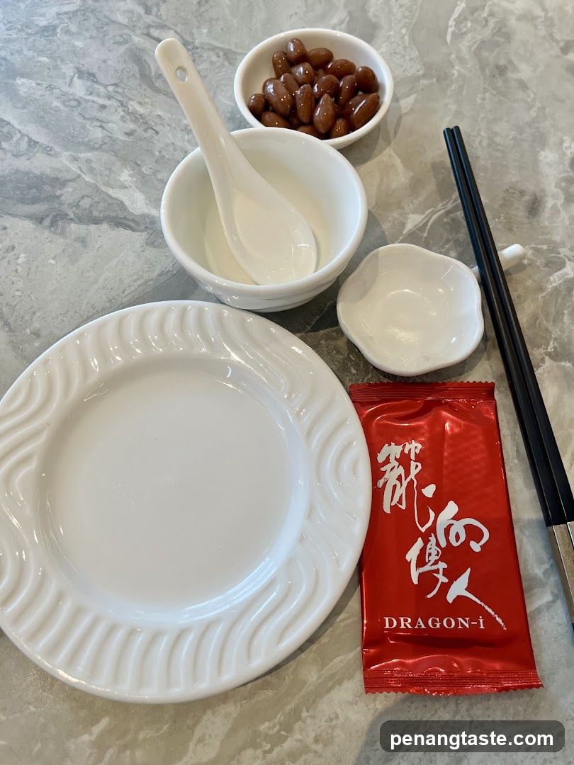Dining Table Setting with Soy Sauce Packet