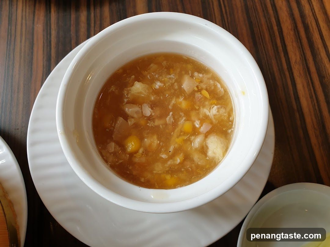 Soup Bowl with Corn and Shredded Ingredients