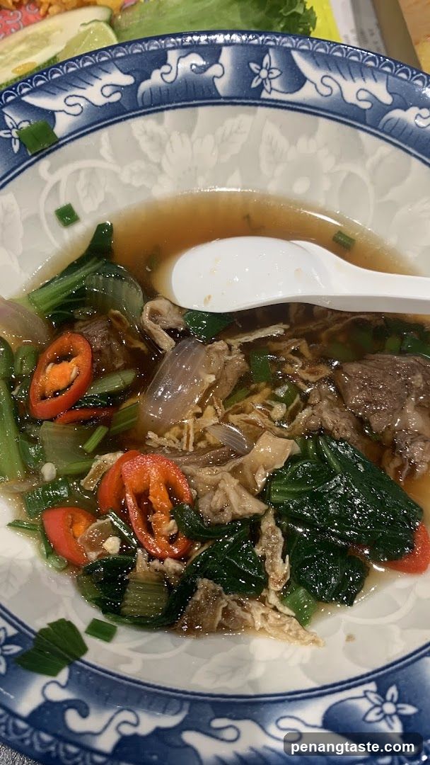 Bowl of Soup with Meat and Vegetables