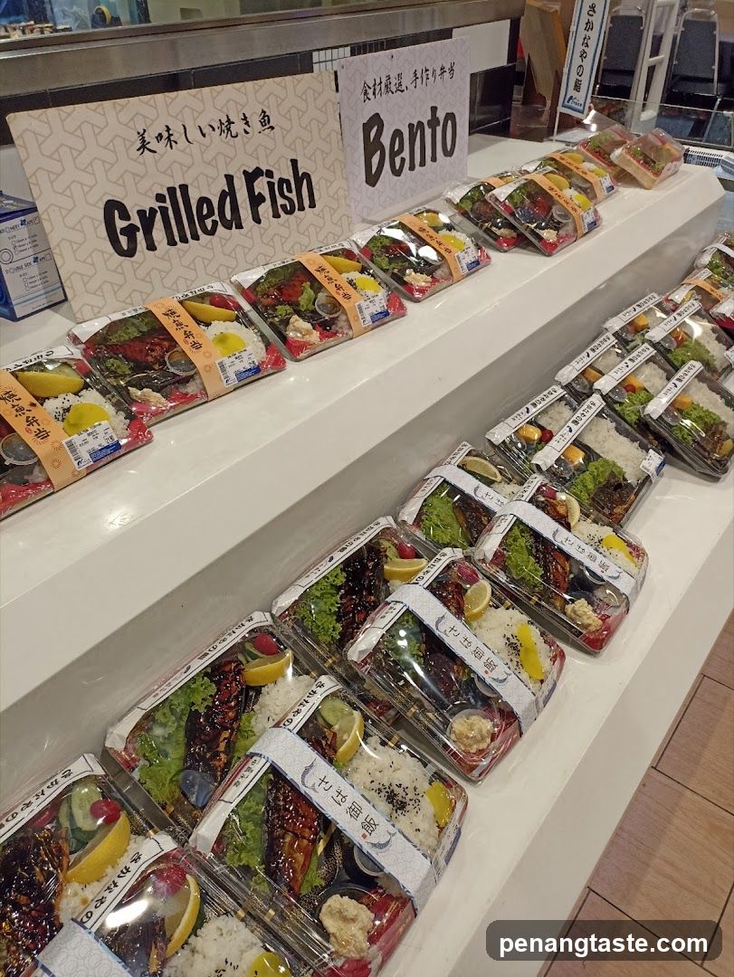 Grilled Fish Bento Display