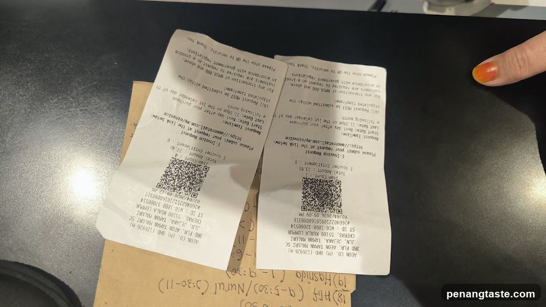 Receipts on a table