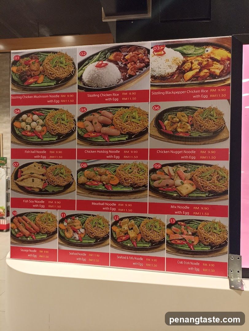 Sizzling Noodle & Rice Menu Board