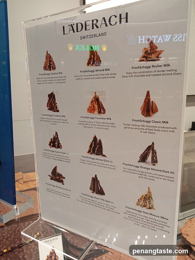 Läderach Switzerland Menu Display