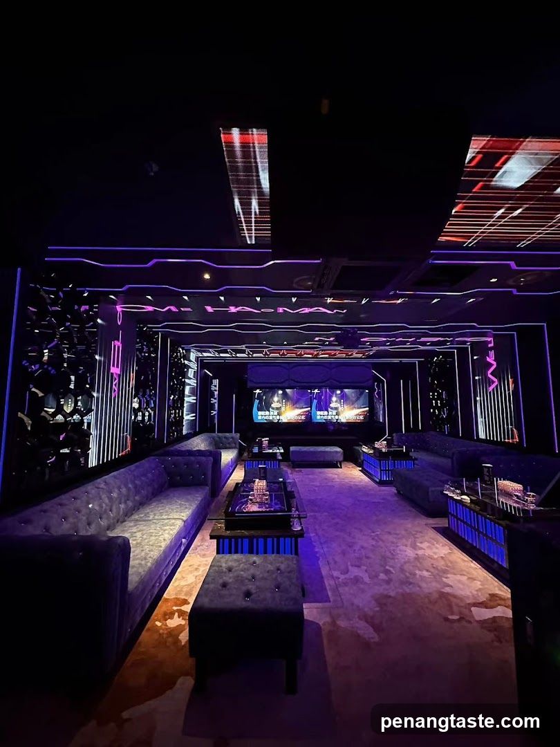 KTV Interior with Neon Lighting