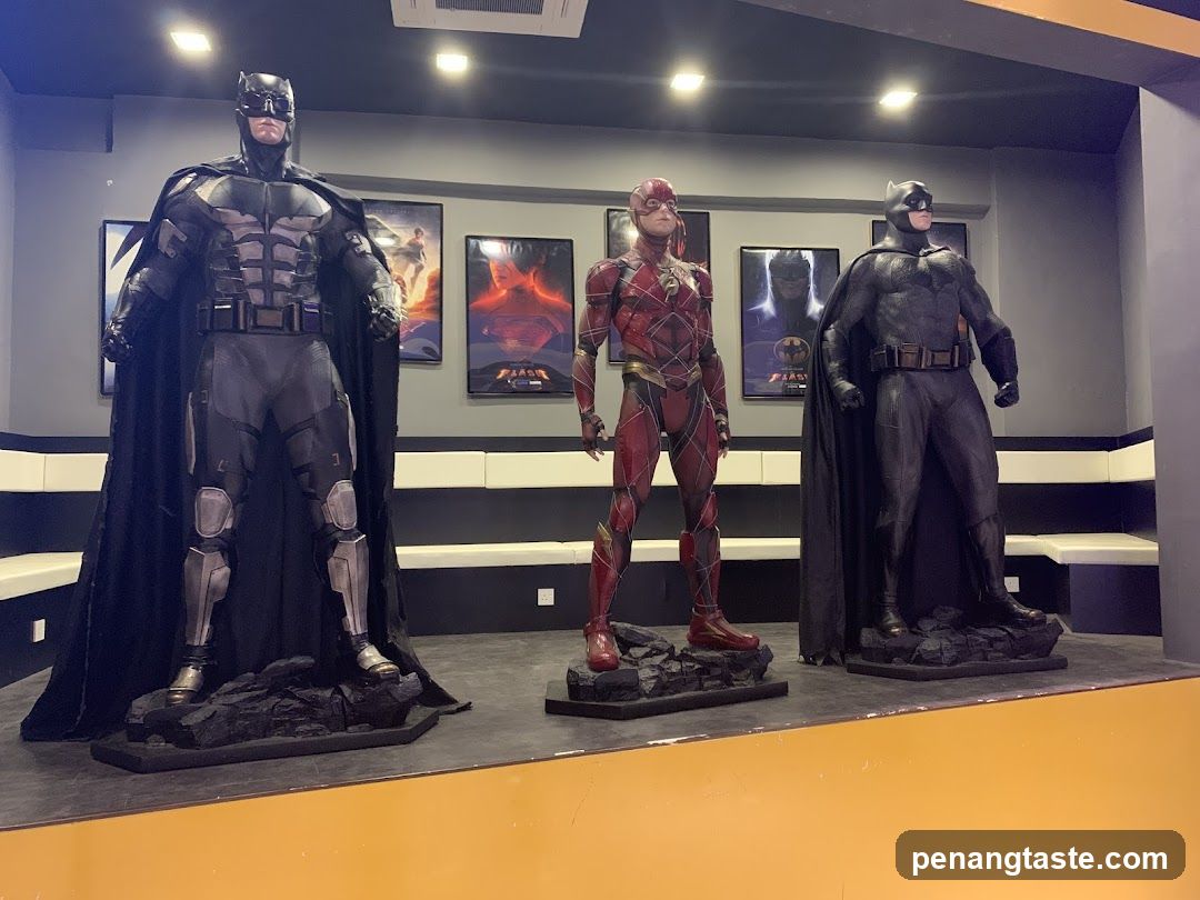 Batman and Flash Statues Display