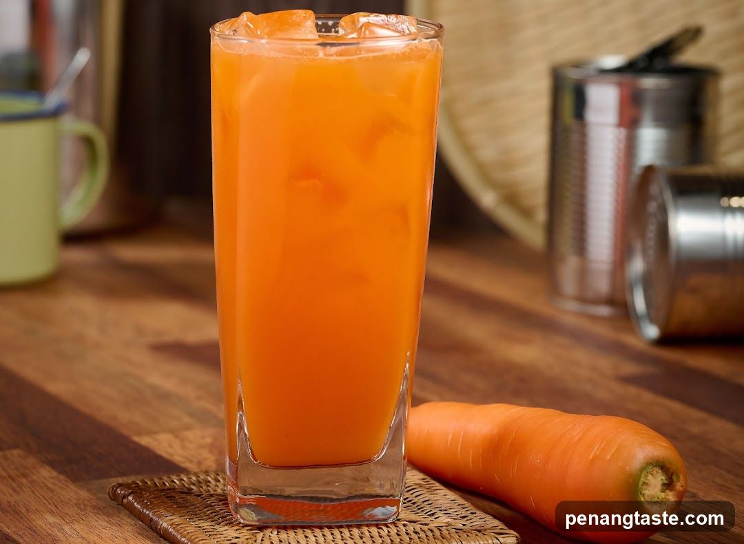 Carrot Juice with Ice Cubes
