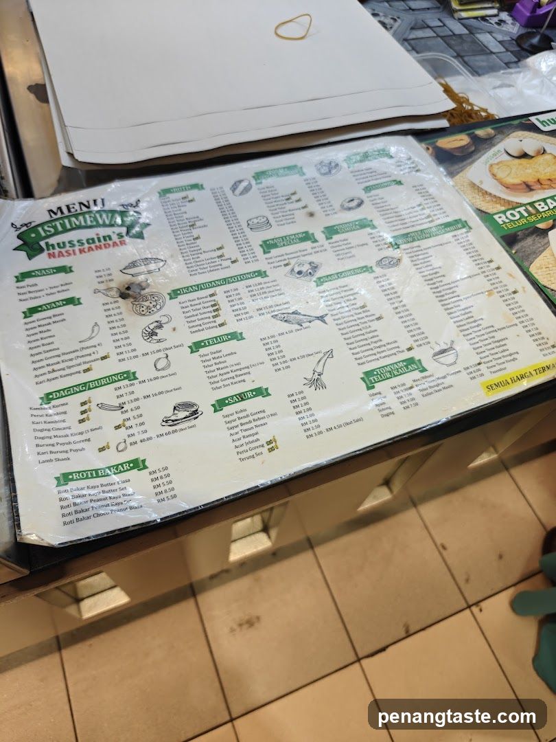 Istimewa Hussain Nasi Kandar Menu