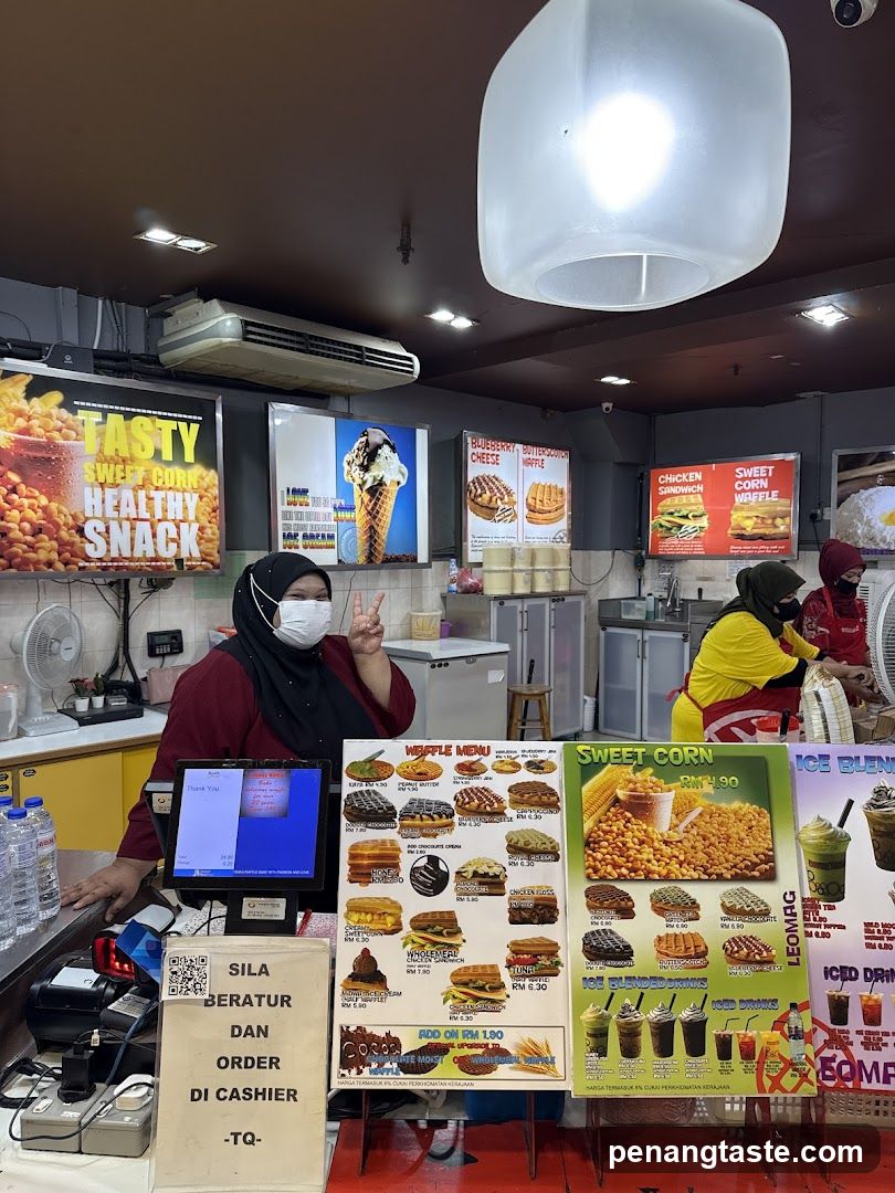 Food Stall Interior with Staff and Menus