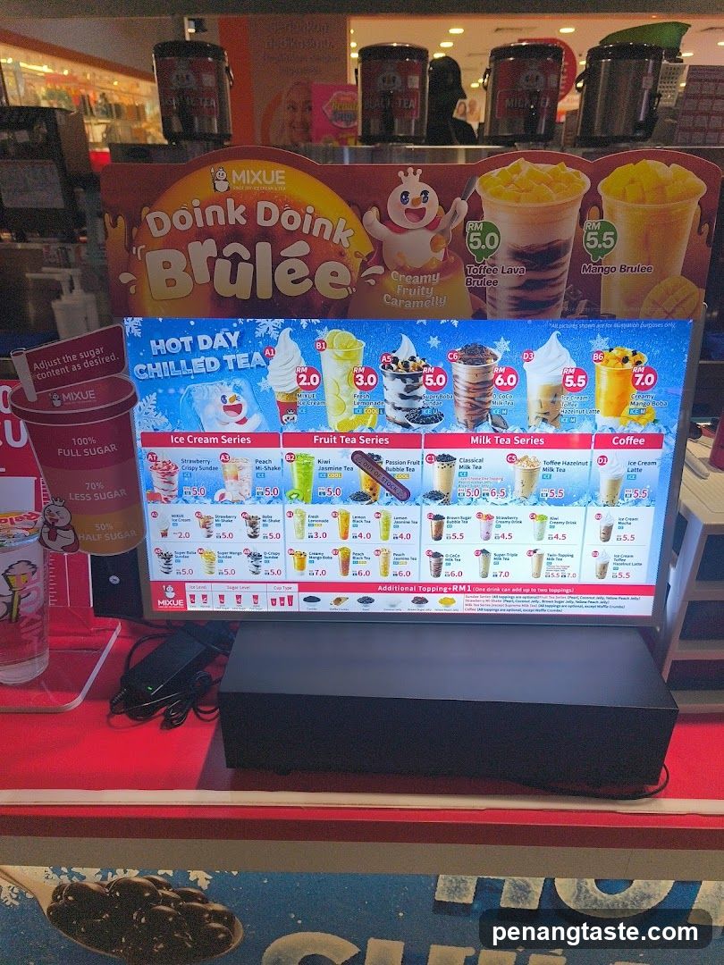 MIXUE Brûlée Menu Display