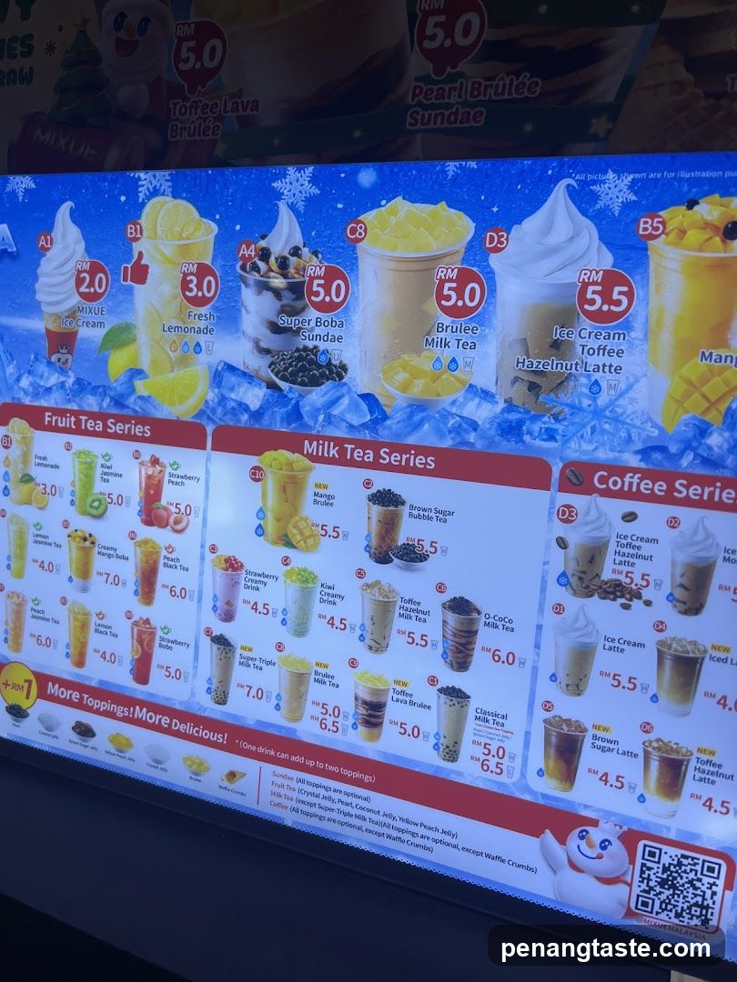 Fruit Tea, Milk Tea & Coffee Menu Board