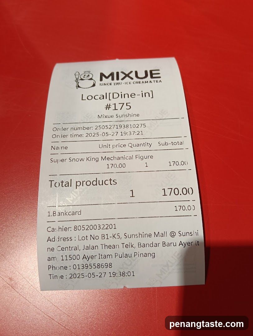 Mixue Receipt