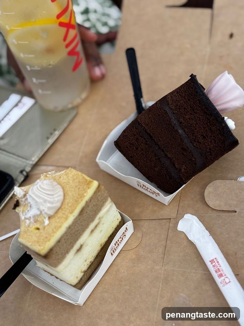 Cake slices on a table