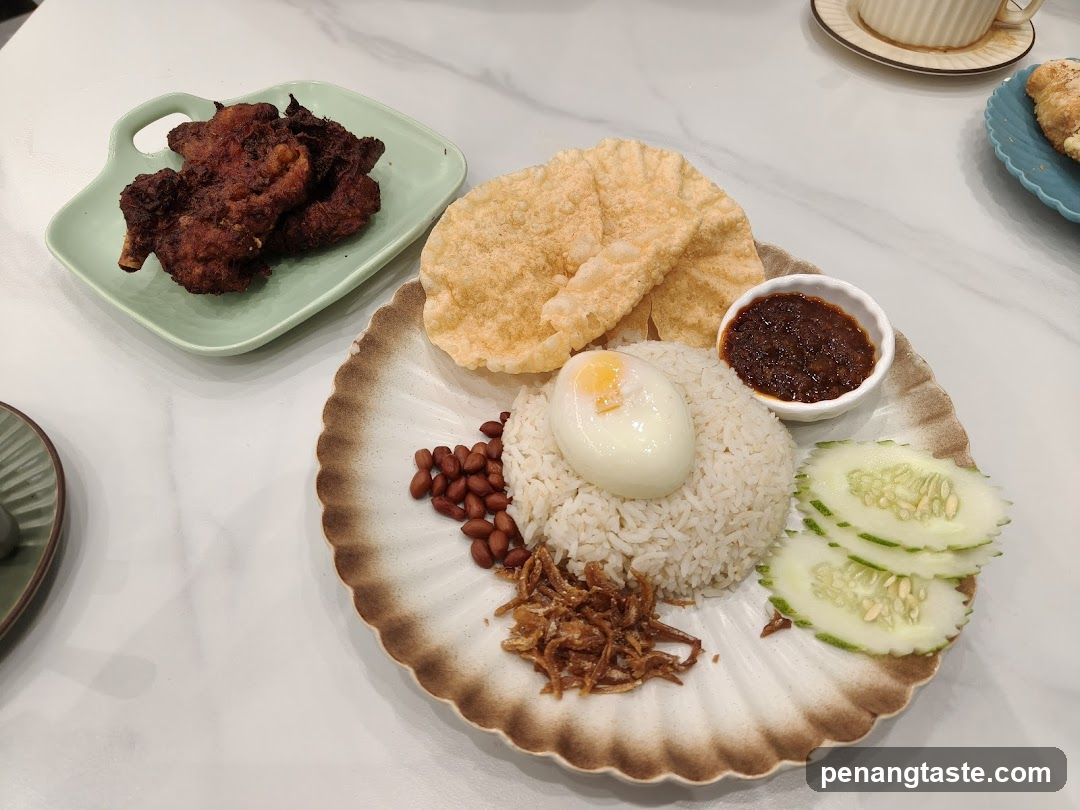 Nasi Lemak Plate with Side Dishes