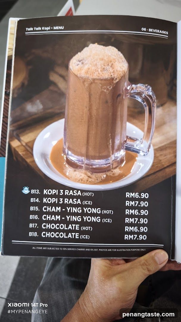 Talk Talk Kopi Menu Page