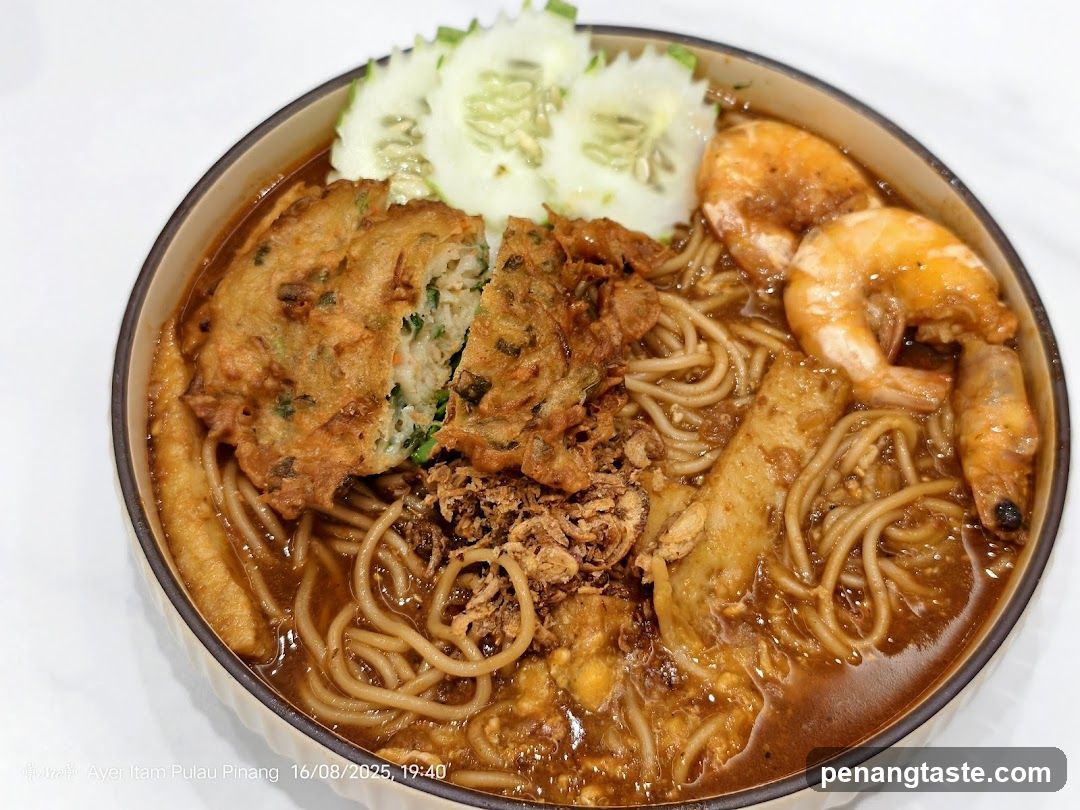 Noodle Dish with Shrimp and Fried Egg