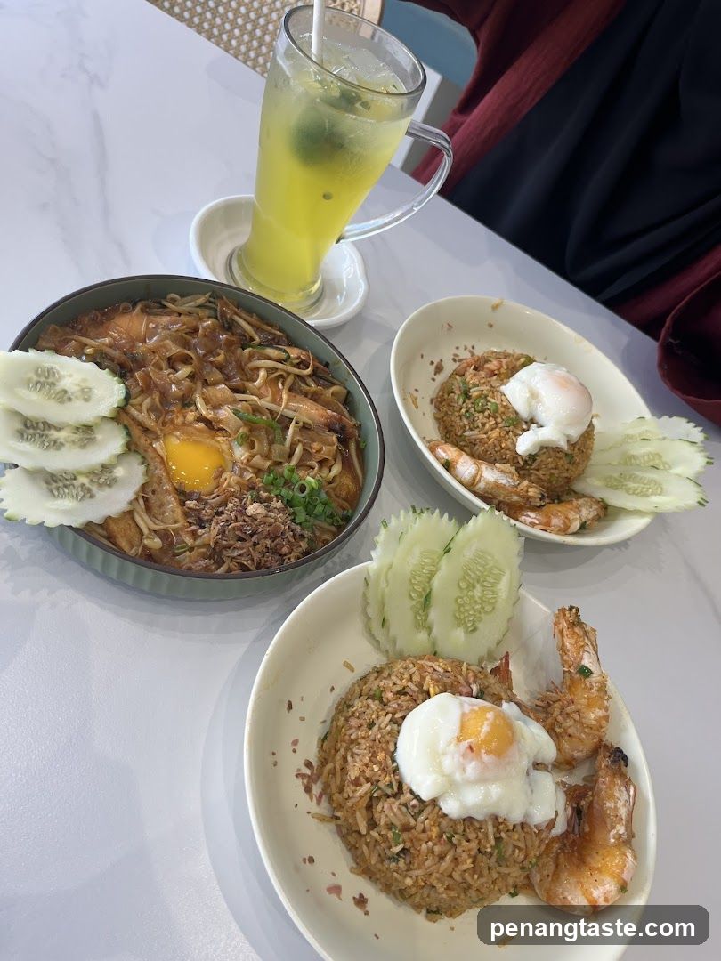 Food Spread with Fried Rice and Noodles