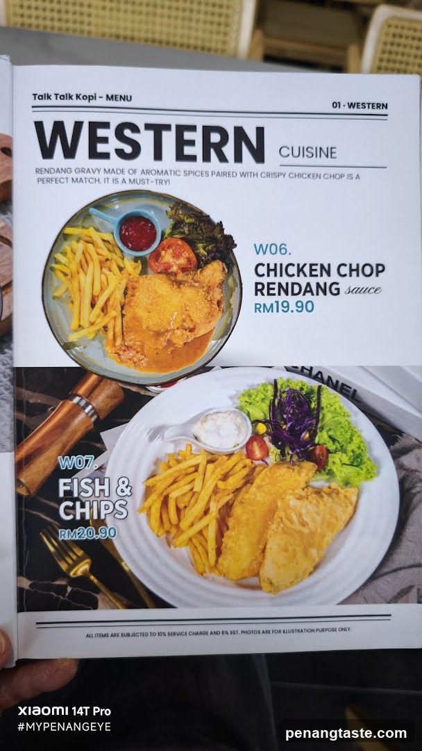 Talk Talk Kopi - Western Cuisine Menu