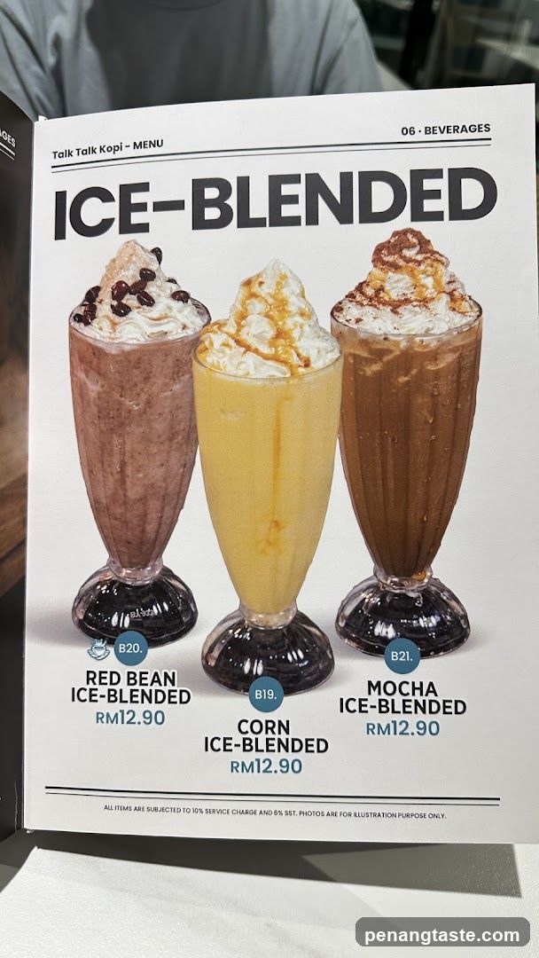 Talk Talk Kopi - Menu Ice-Blended Section
