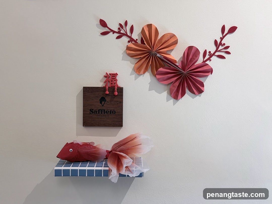 Wall Decor with Paper Flowers and Fish