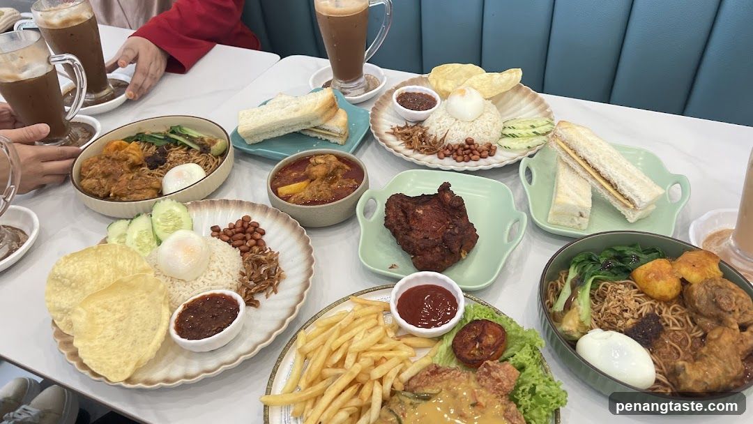 Nasi Lemak and Fried Chicken Meal Spread