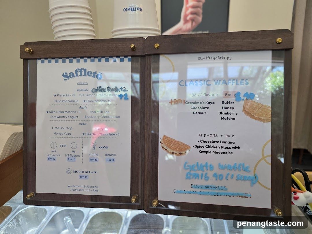 Saffleto Gelato Menu Display