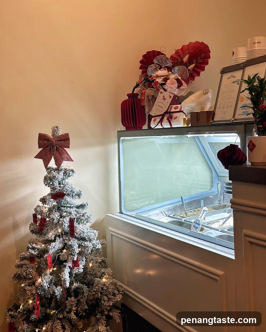 Decorated Corner with Christmas Tree and Display Case