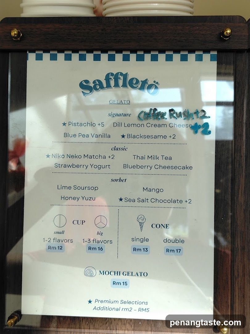 Saffleto Gelato Menu Board