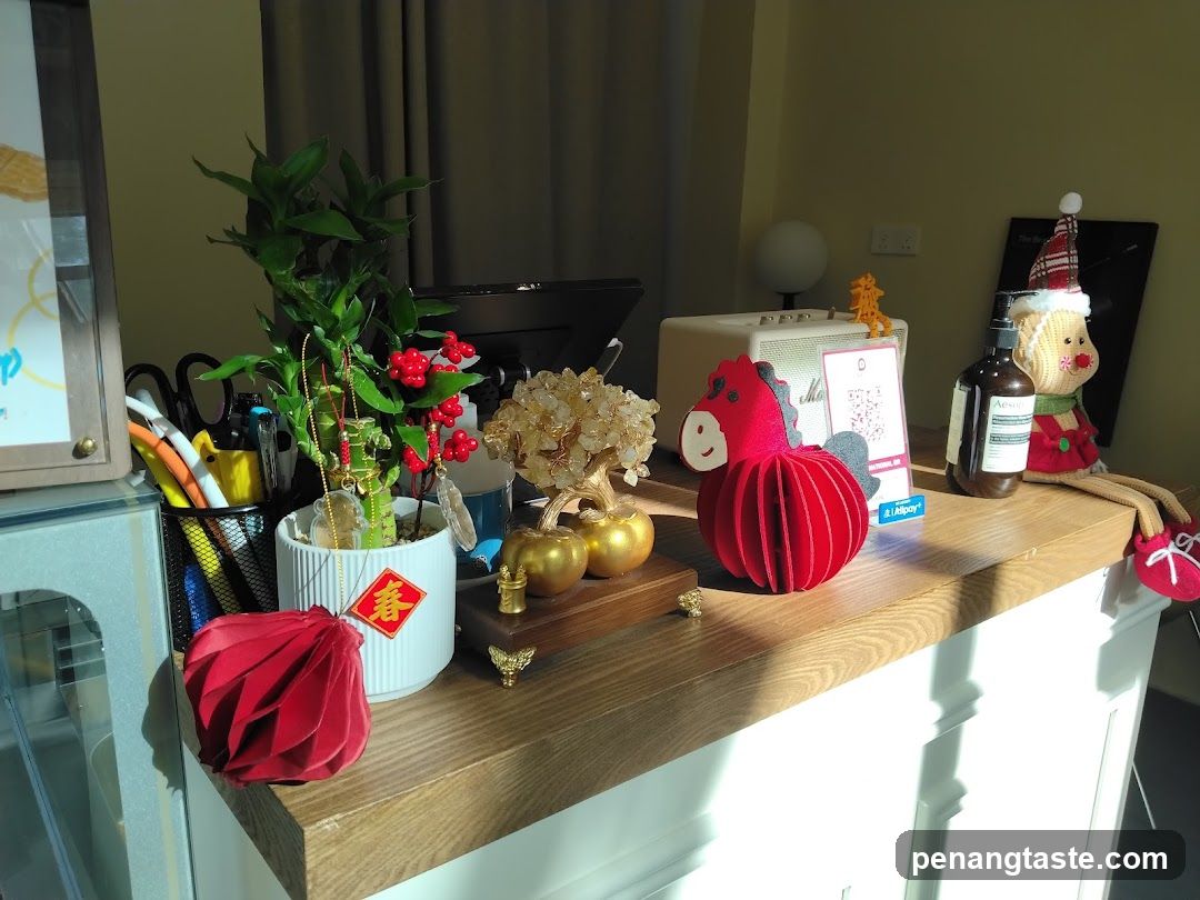 Decorated Desk with Festive Items