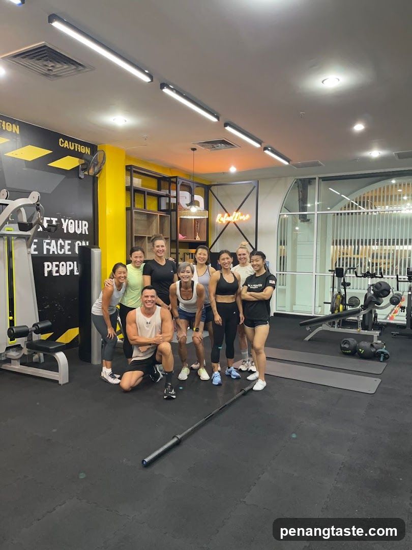 Group photo in gym interior