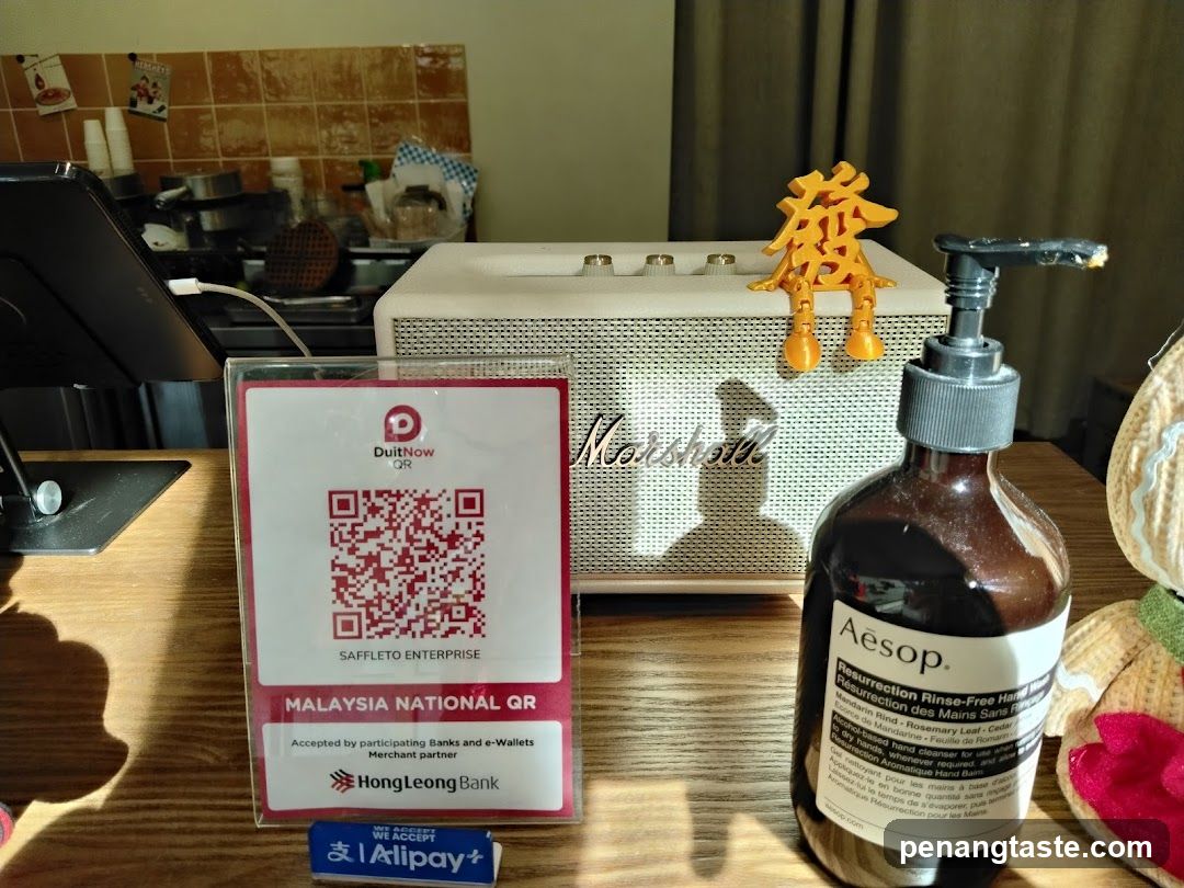 DuitNow QR and Aesop Hand Sanitizer Display