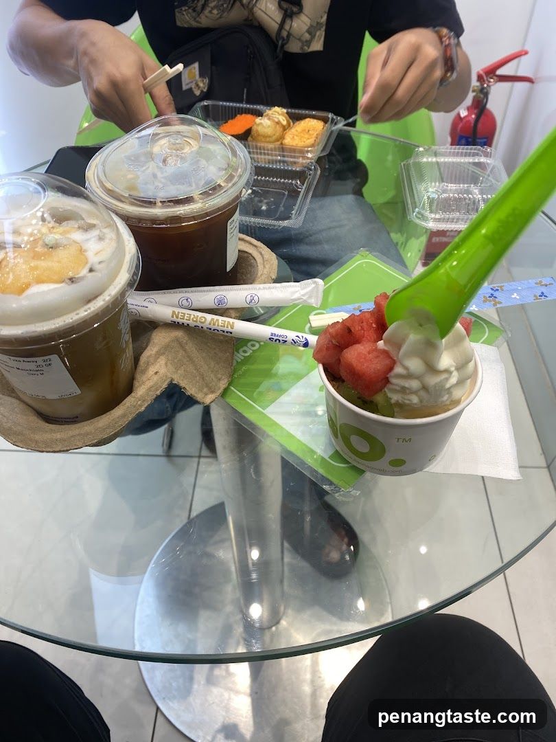 Food and drinks on a glass table