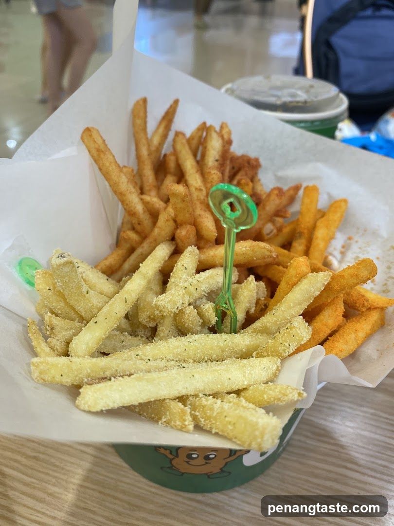 Fries with different coatings