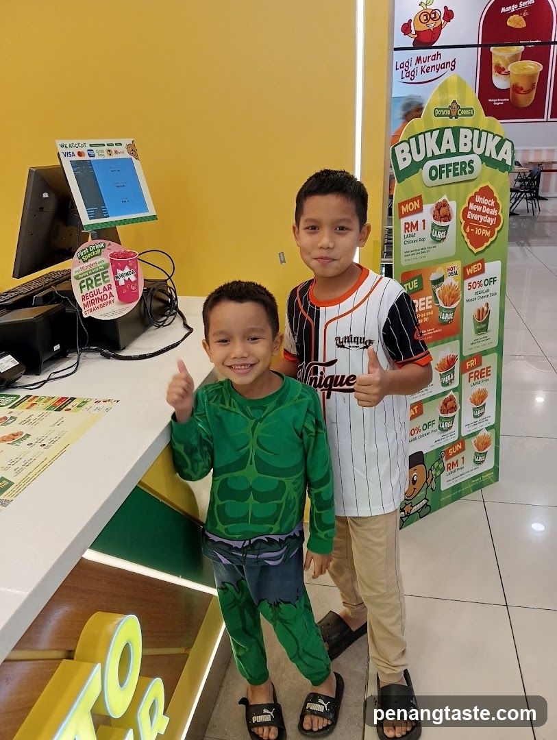 Kids at a food outlet counter