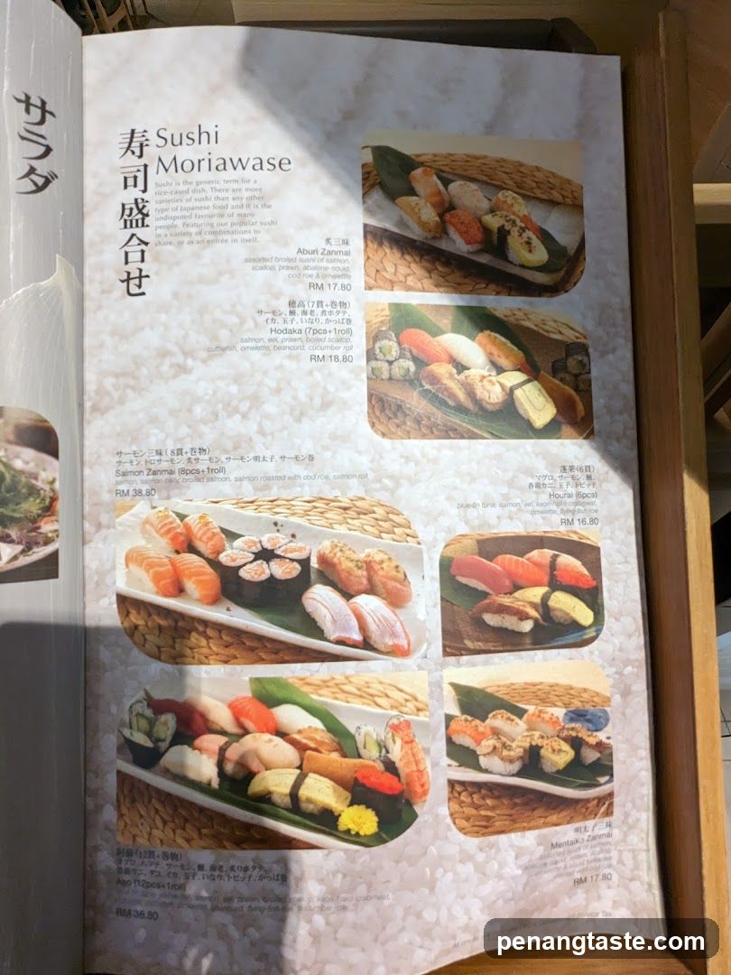 Sushi Moriwase Menu Page