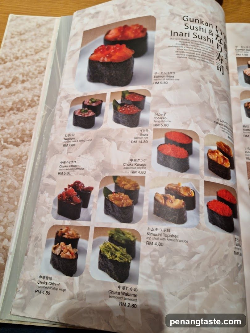 Gunkan Sushi & Inari Sushi Menu Page