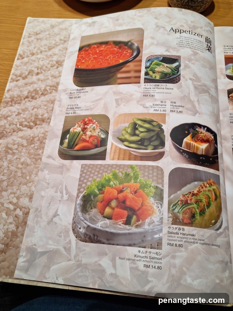 Appetizer Menu Page