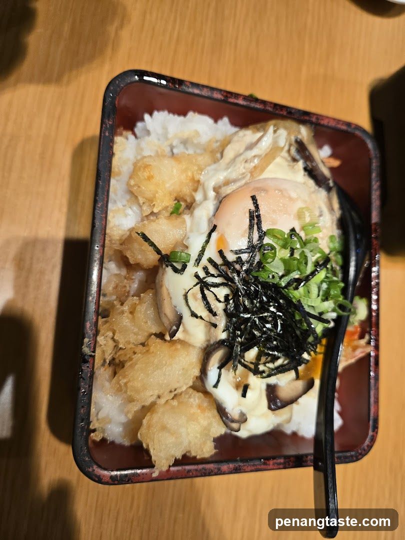 Japanese-style rice bowl with toppings