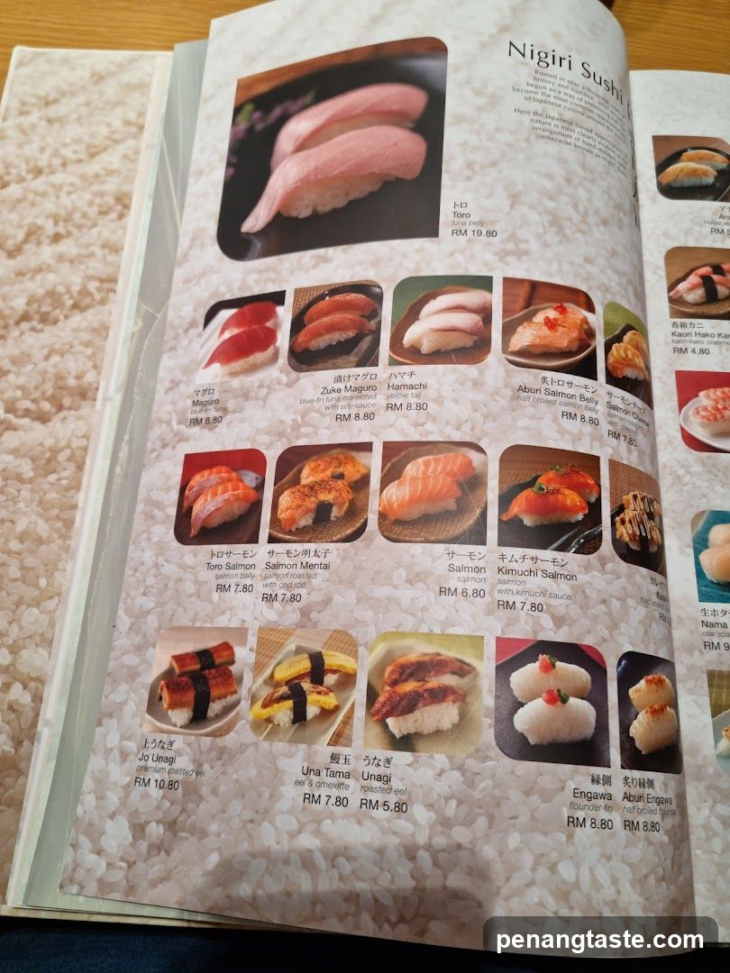 Nigiri Sushi Menu Page