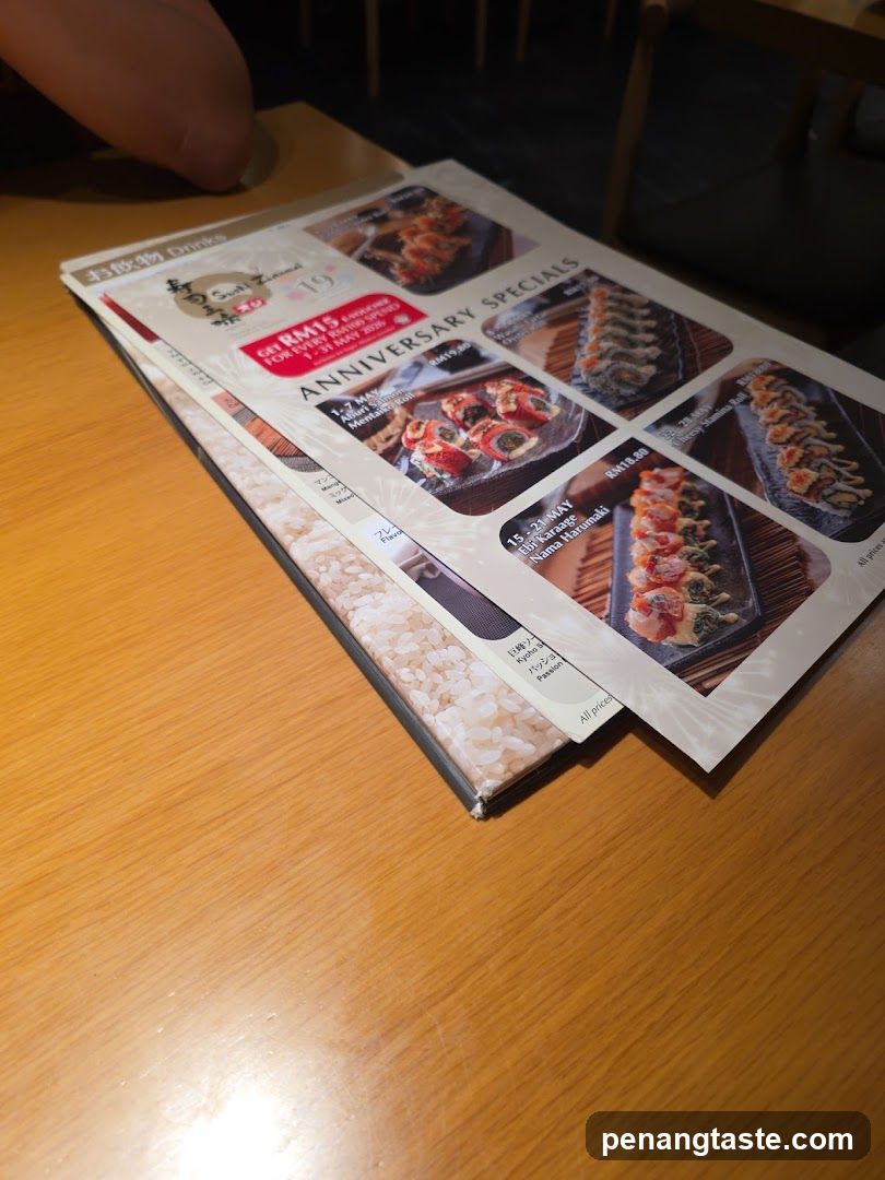 Sushi Menu on Table