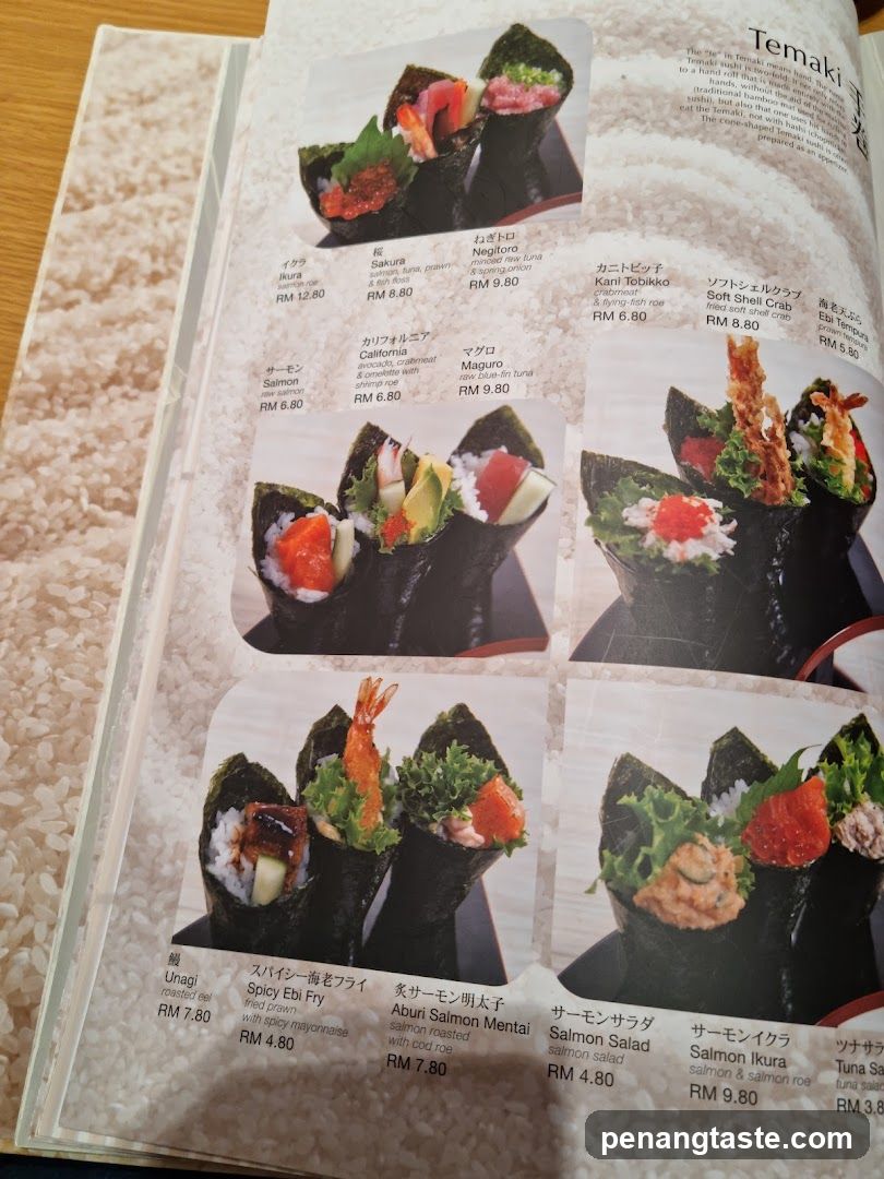 Temaki Menu Page
